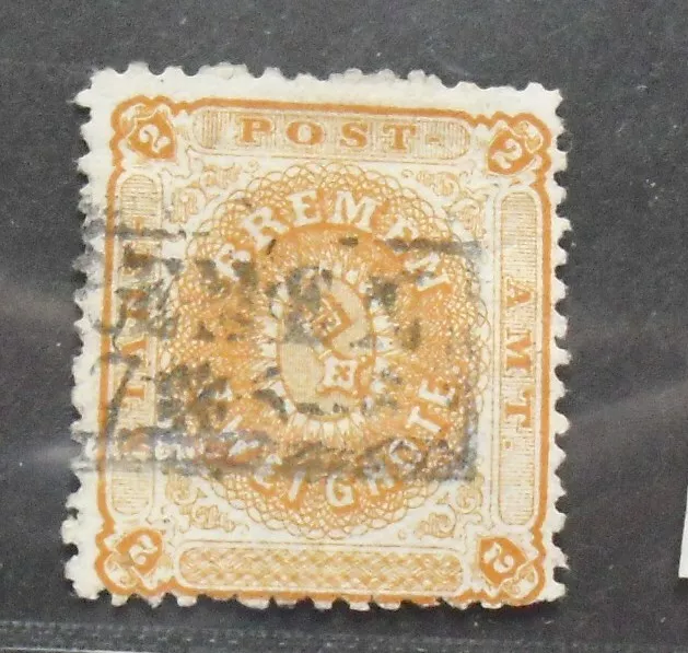 1866 Mi:450,- MiNr 10 a Wappen 2 Gr orange gezähnt  gestempelt BREMEN Kabinett