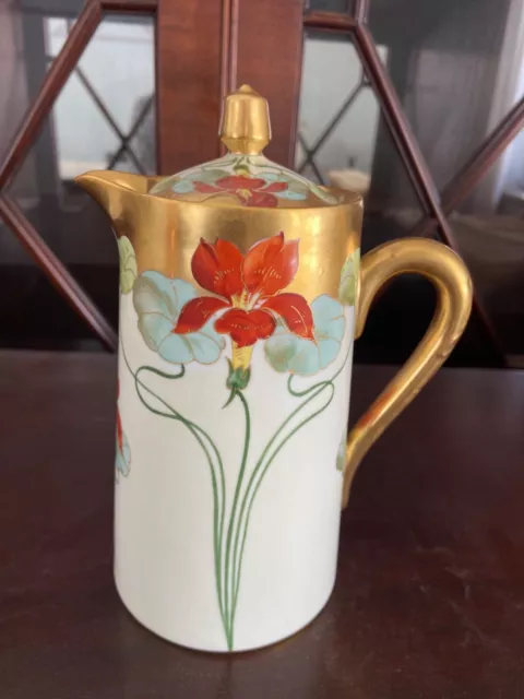 Pickard Hand Painted Artist Signed Art Nouveau Lidded Pitcher