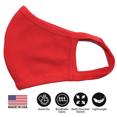Fashion Face Mask Cotton Double Layer Washable Reusable Red - Made In USA