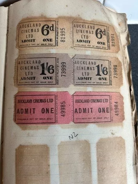 Auckland Cinemas Ltd  1930s/40s unused theatre tickets - RARE (6)