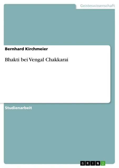 Bhakti bei Vengal Chakkarai | Buch | 9783656040361