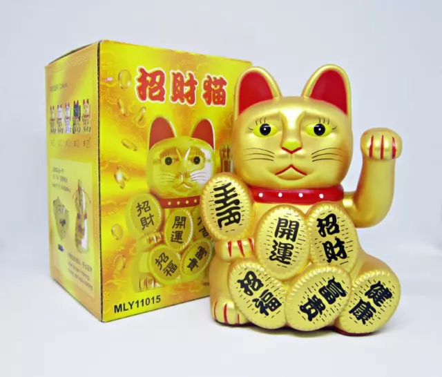 Chinese Lucky Cat Waving Arm Good Luck 6" Feng Shui Japanese Maneki Neko