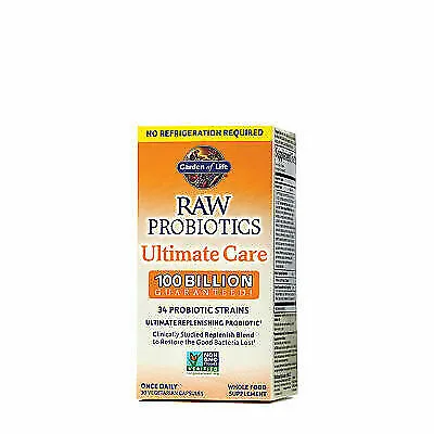 Garden of Life RAW Probiotics Ultimate Care 30 Caps Shelf Stable Free Ship 4/24+