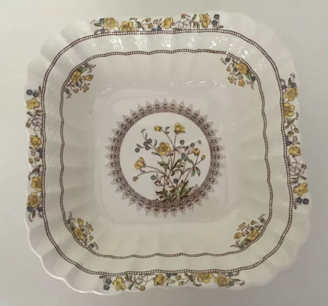 Vintage Copeland Spode Buttercup Pattern China Square Vegetable Bowl Dish 9.1/4