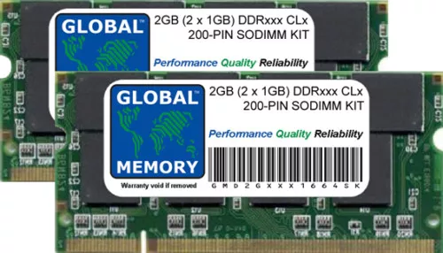2GB (2x1GB) DDR 266/333/400 MHz 200-PIN SODIMM SPEICHER RAM KIT FÜR LAPTOPS