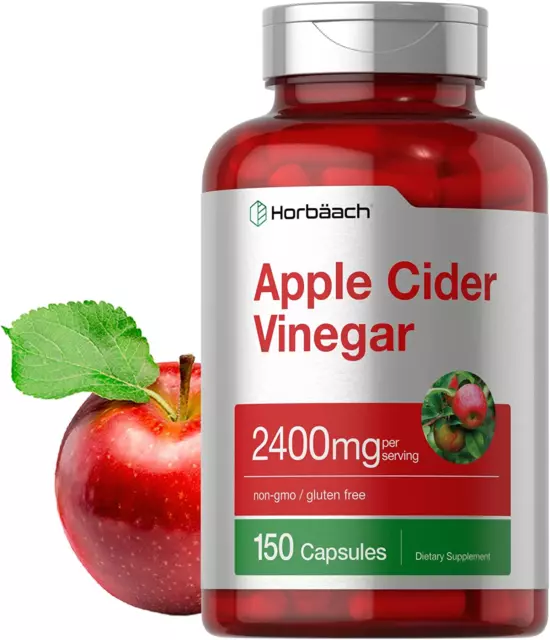 Horbäach Apple Cider Vinegar Capsules | 2400mg | 150 Count | Non-GMO, Gluten Fre