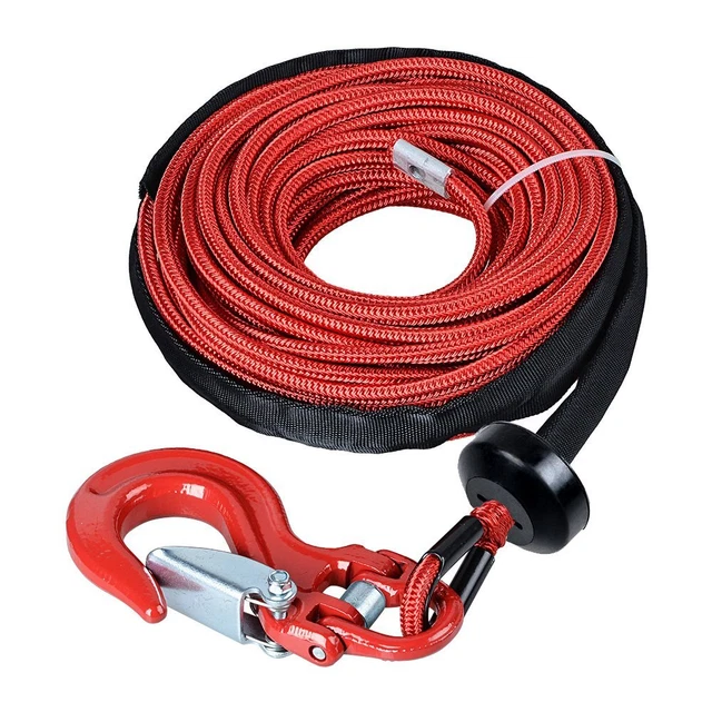 1/4" X 50' 7,000lbs Synthetic Winch Rope Recovery Cable + Stopper Hook ATV UTV