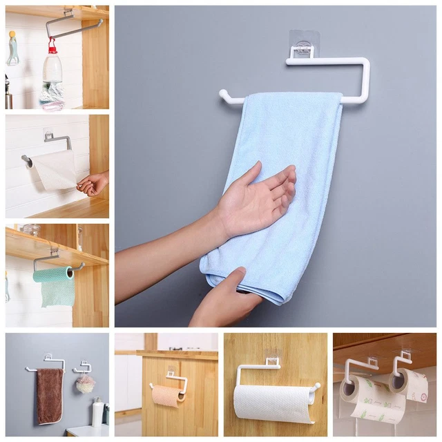 Accesorio de plástico para baño para el hogar soporte para toallas autoadhesivo colgador de papel