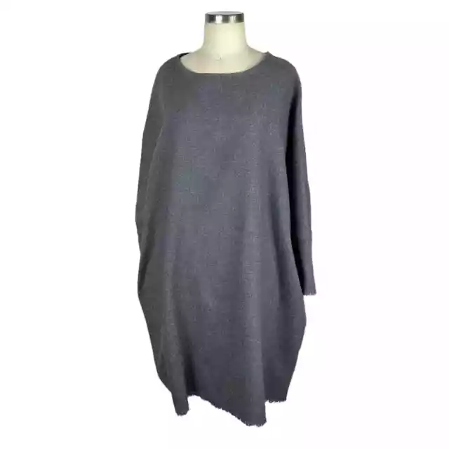 BLACK CRANE Gray Knit Oversized Painter Long Sleeve Dress With Pockets Size L