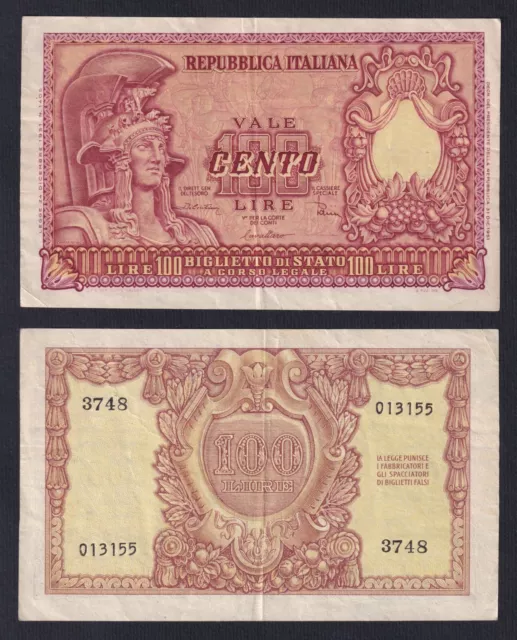 Italie 100 Livres Maige 1951 De Cristina P 92b BB / VF B-02