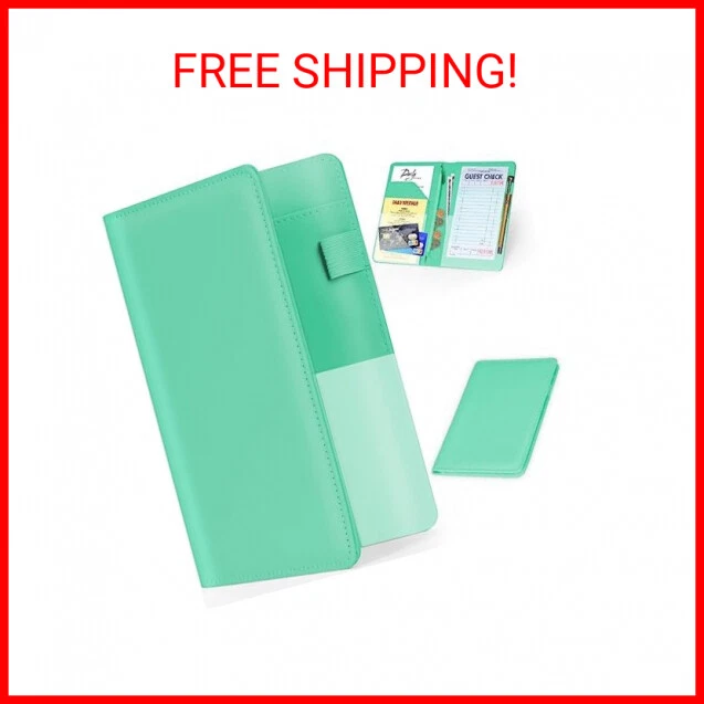 LINTRU Server Books for Waitress, Premium Pu Leather 5 x 8 Inch Servers Book wit