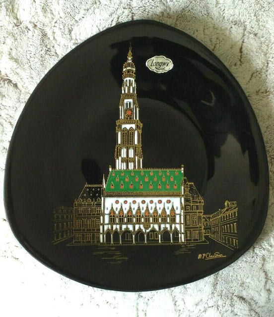 "Beffroi d'Arras" plat décoratif émaillé Longwy