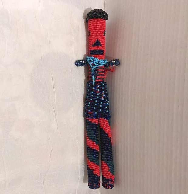 South African Beaded Doll Handcrafted Folk Art Monkeybiz Figure Person Made 12"