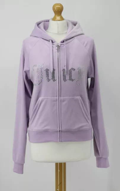 Juicy Couture Diamante Velvet Womens Jacket Uk L Purple Rrp £85 Hh