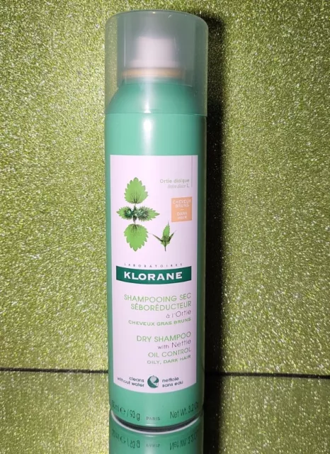 KLORANE Dry Shampoo With Nettle Oil Control - Dark Hair 3.2 oz ~ 150 mL NEW🧼