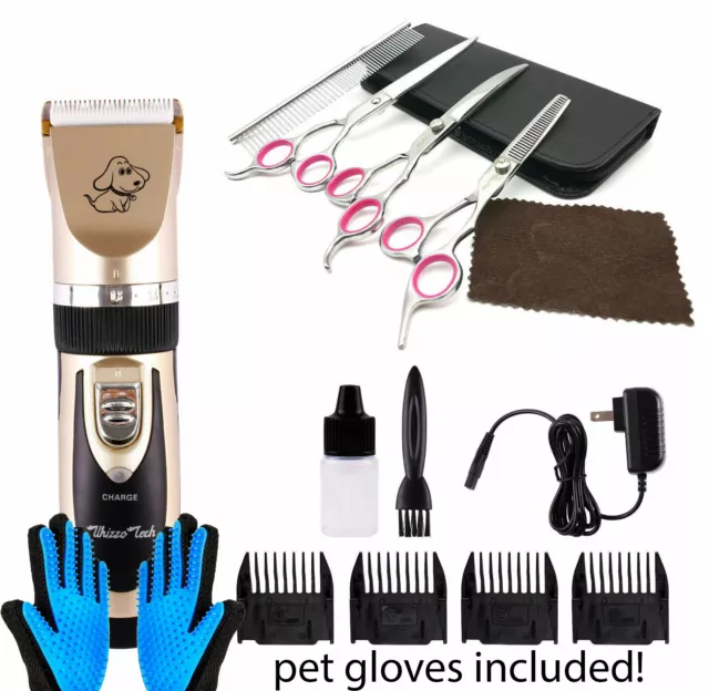 Professional Mute Pet Cat Dog Hair Clipper Trimmer Shaver Cordless Scissors Set