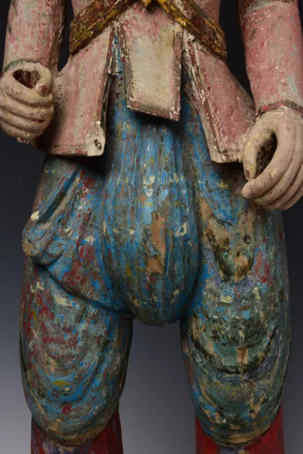 19th Century, Mandalay, Antique Burmese Wooden Standing Figure 4