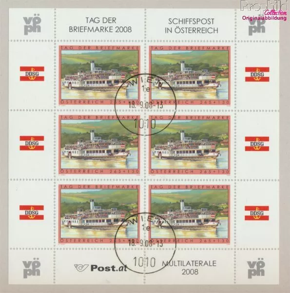 Briefmarken Österreich 2008 Mi 2767Klb Kleinbogen  gestempelt Schiffe, Boo (9860