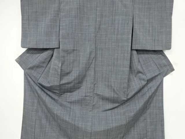6436536: Japanese Kimono / Antique Kimono / Tsumugi / Woven Grid