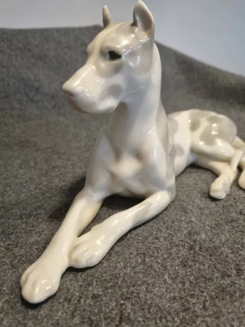 Vintage Russian USSR Lomonosov Porcelain Great Dane Dog Figurine circa 1960