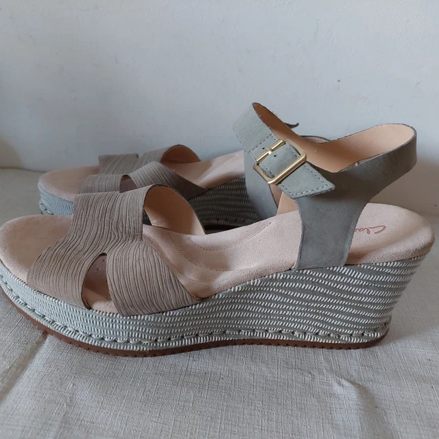 CLARKS AKILAH EDEN White Leather Wedge Sandals Size 6 D Eur.39.5 35.00 PicClick UK