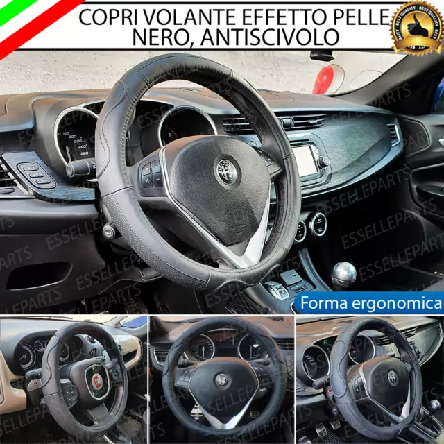 Coprivolante Effetto Pelle Nero Antiscivolo Ergonomico Per Fiat Grande Punto