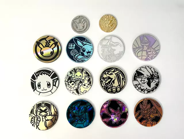 Official Pokemon Coin Lot x14 - Pikachu Charizard Eevee Vaporeon Arceus Mint