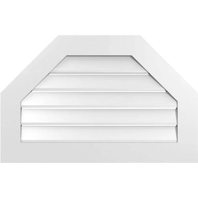 Ekena Millwork PVC Gable Vent 34" X 22" Octagonal Top Surface Mount Functional