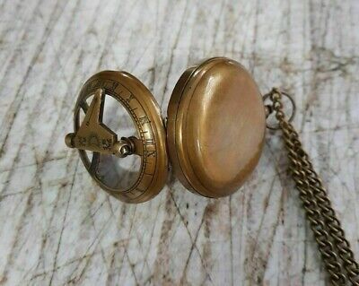 Compass Handmade Nautical Working Hand-Made Push Button Working Antique Sundial
