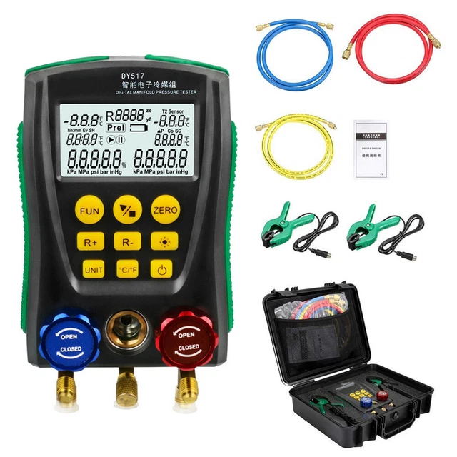 DY517 Pressure Gauge Refrigeration Digital Vacuum Pressure Manifold Tester
