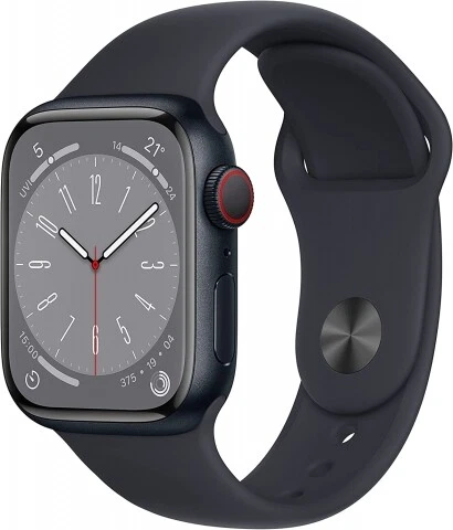 Apple Watch Series 8 [GPS, inkl. Sportarmband mitternacht] 45mm Aluminiumgehäu S