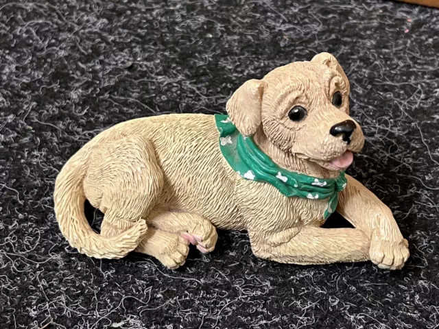 Enesco Kathy Wise Yellow Labrador Retriever Dog Figurine Green Bandanna