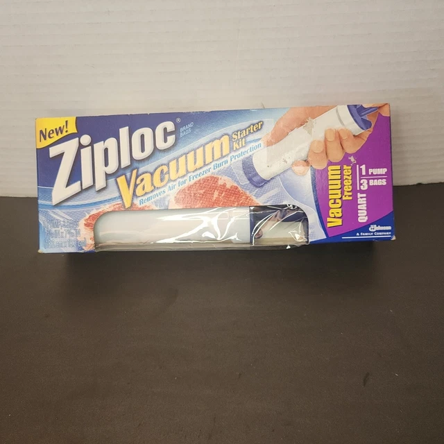 ZIPLOC VACUUM SEALER Starter Kit 1 Pump & 4 Quart Bags Discontinued NEW