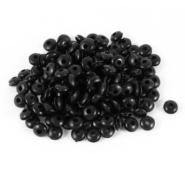 100 PCS 3mm x 9mm Black Rubber Cable Wiring Grommets Gasket Ring