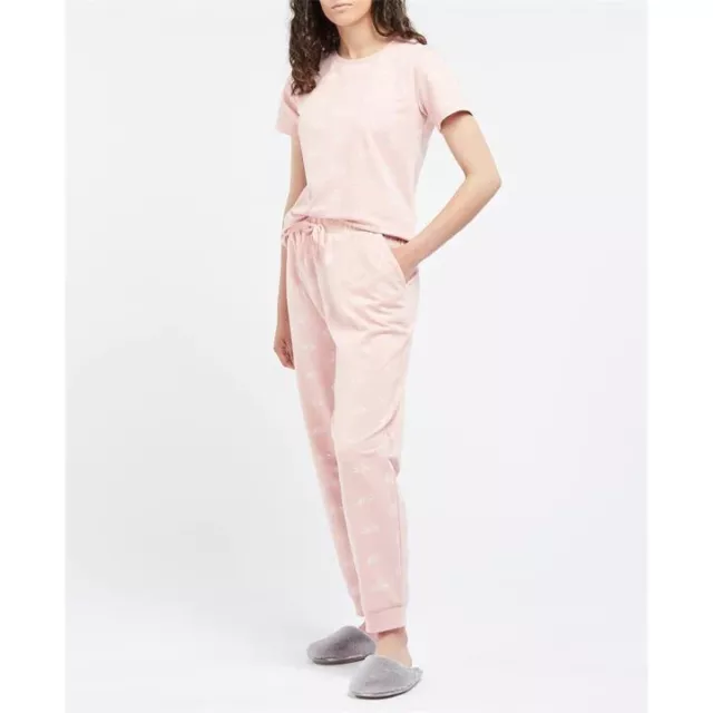 Barbour Rose Logo & Couchage Chien Imprimé Pyjamas Vêtement Set Taille XS Neuf 3
