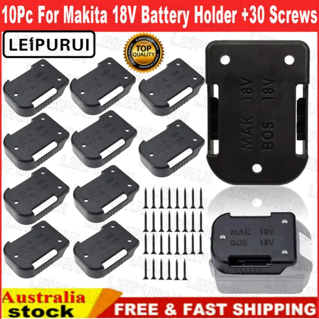 10 Pcs Makita 18V LXT Battery Wall Mount Holder Set Storage Cover w/ Screws Kit