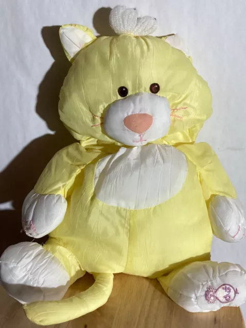 Vintage Fisher Price Yellow Kitty Puffalump Soft Nylon Stuffed Animal Plush