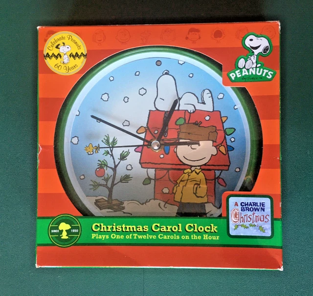 PEANUTS CHRISTMAS CAROL Clock Charlie Brown Snoopy Plays 12 Carols