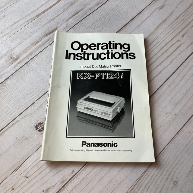Operating Instructions for KX-P1124 Panasonic Impact Dot Matrix Printer Vintage
