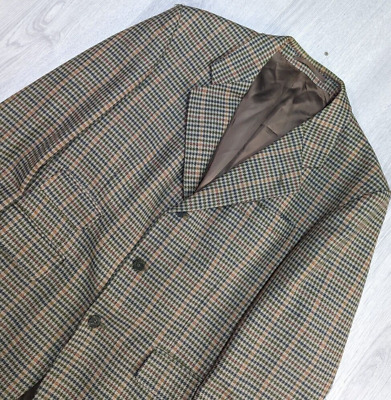 Giacca blazer vintage da uomo Dunn & Co pura nuova lana a scacchi sgabello taglia 42R