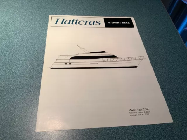 2001 Hatteras 75 Sport Deck Motor Yacht Marketing / Specifications Brochure