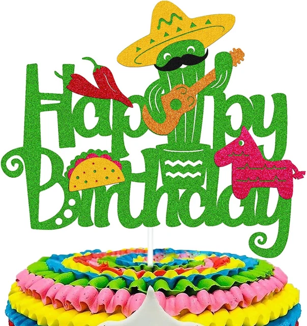 Ohiviaaa Fiesta Cake Topper Mexican Cactus Donkey Maraca Sombrero Guitar Taco...