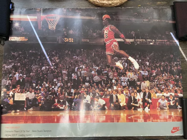 RARE VINTAGE 1988 NBA MVP Slam Dunk Champion Michael Jordan Nike Poster ...
