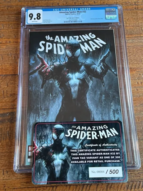 Amazing Spider-Man #32 Cgc 9.8 Ivan Tao Exclusive Drip Variant Le To 500 W/ Coa