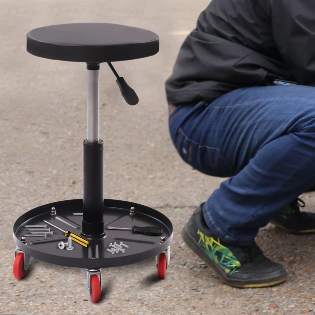 Tabouret d'Atelier sur Roulettes, Tabouret de Mécanicien 136 kg, Siège