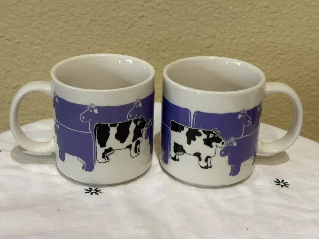 Vtg Dairy Dearies Blue & Black Cows Mug Cup Taylor & Win NG Japan Lot Of 2