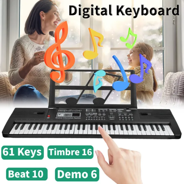 61Keys Electronic Piano Keyboard Digital Electric Keyboards W/ Music Stand & Mic