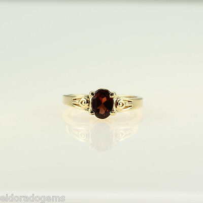 High End Heavy Cocktail Ring Solitaire Garnet 14K Yellow Gold Size Us5.75