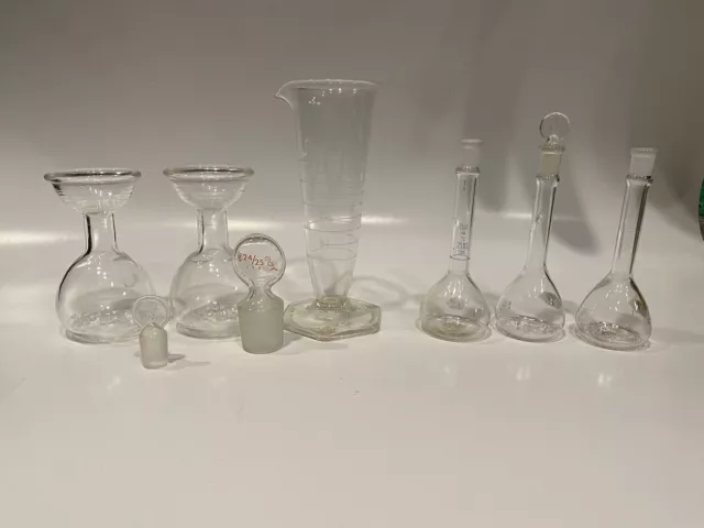 25-60mL Laboratory Glassware Lot - Viscometers, Flasks, Beakers - Kimax Pyrex