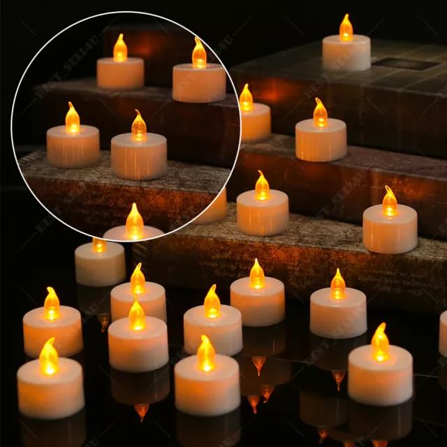 12/24x LED Flameless Flickering Tea Light Tealight Candle Battery Included Decor